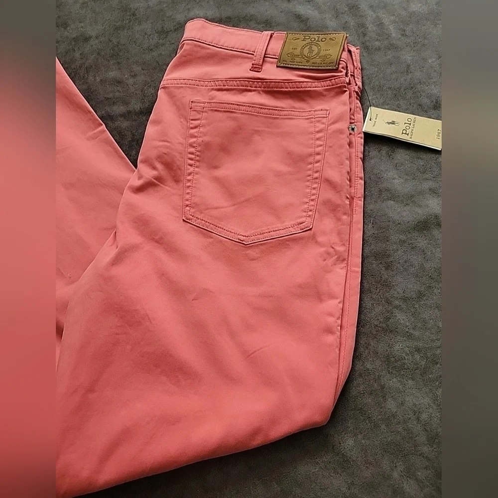 NWT Men POLO RALPH LAUREN Red Varick Slim Straight Stretch Sateen Casual Pants - Picture 6 of 11